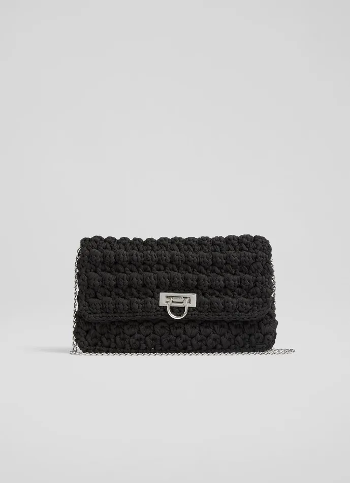 Women Clutch Bags LKBennett Essie Black Woven Fabric Clutch Women Clutch Bags LKBennett Essie Black Woven Fabric Clutch