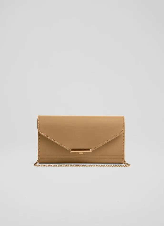 Women Clutch Bags LKBennett Lucy Beige Patent Leather Clutch