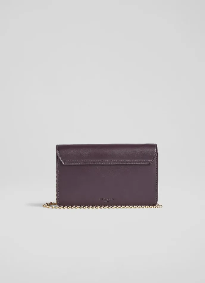 Women Clutch Bags LKBennett Otto Bordeaux Vegan Leather Shoulder Bag