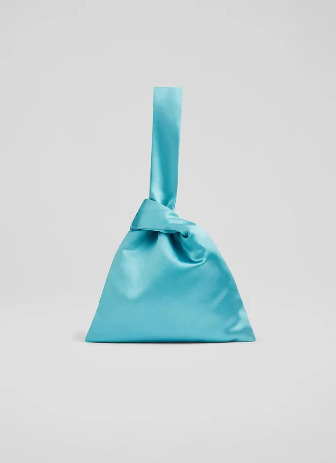 Women Clutch Bags LKBennett Taylor Blue Satin Handbag