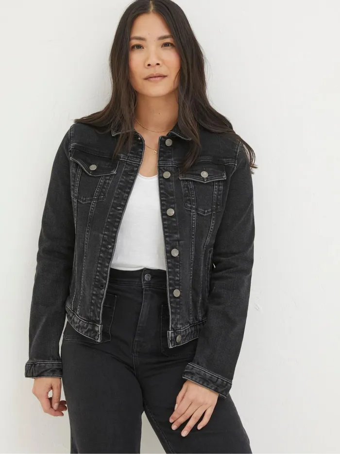 Women Coats and Jackets Fat Face Tasha Black Denim Jacket
