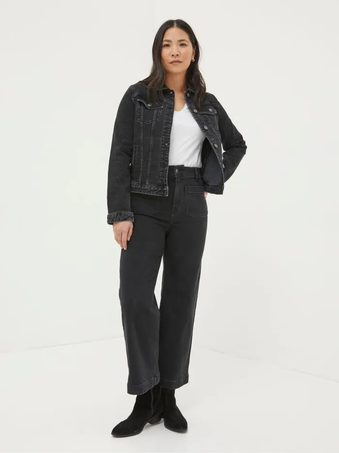 Women Coats and Jackets Fat Face Tasha Black Denim Jacket