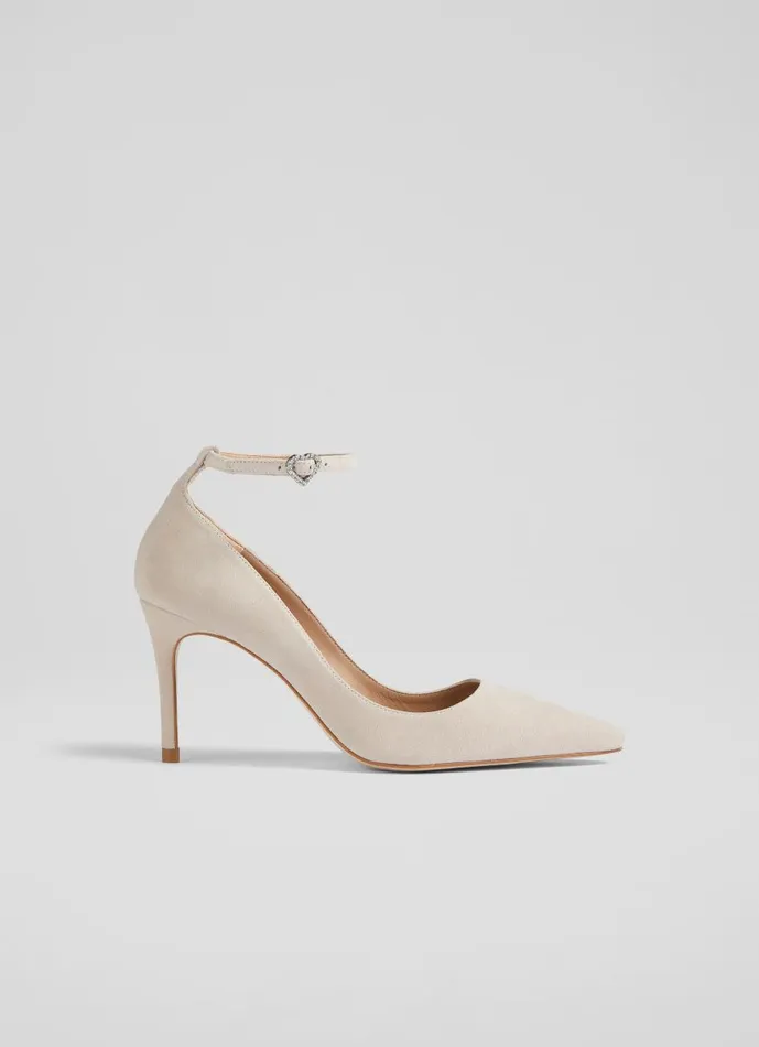Women Court Shoes LKBennett Catelyn Ankle Suede Closed Court Power Pink