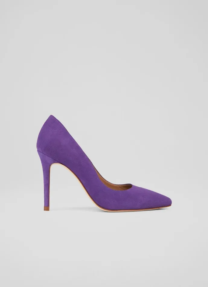Women Court Shoes LKBennett Fern Plum Suede Pointed Toe Courts Plum