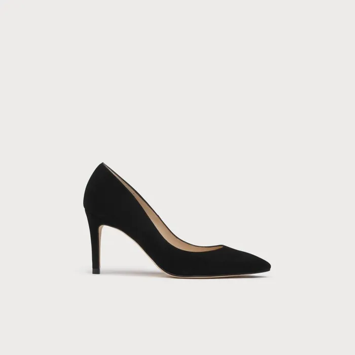 Women Court Shoes LKBennett Floret Black Suede Pointed Toe Courts Black