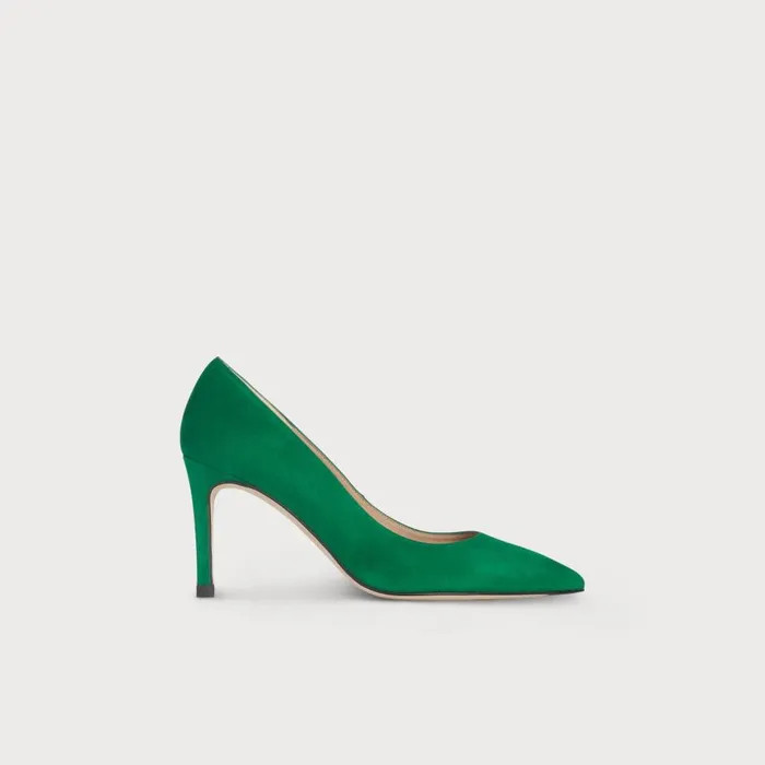 Women Court Shoes LKBennett Floret Green Suede Pointed Toe Courts Green
