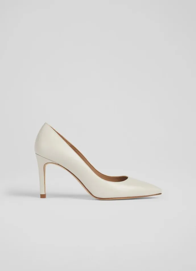 Women Court Shoes LKBennett Floret Nude 1 Leather Pointed Toe Courts Cream