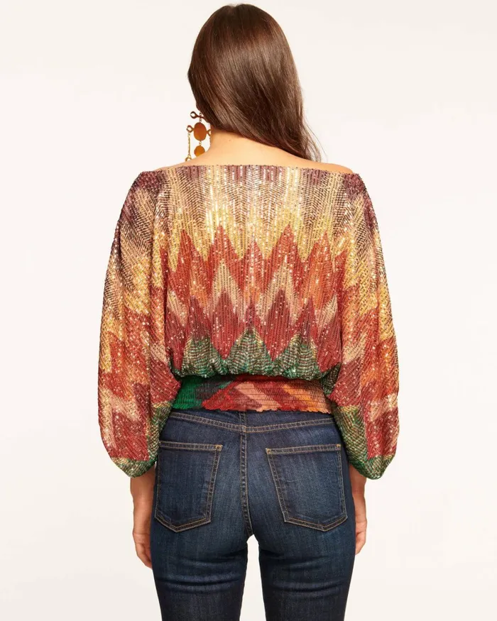 Women Davina Embellished Top Chevron Sequin Ramy Brook Tops Women Davina Embellished Top Chevron Sequin Ramy Brook Tops