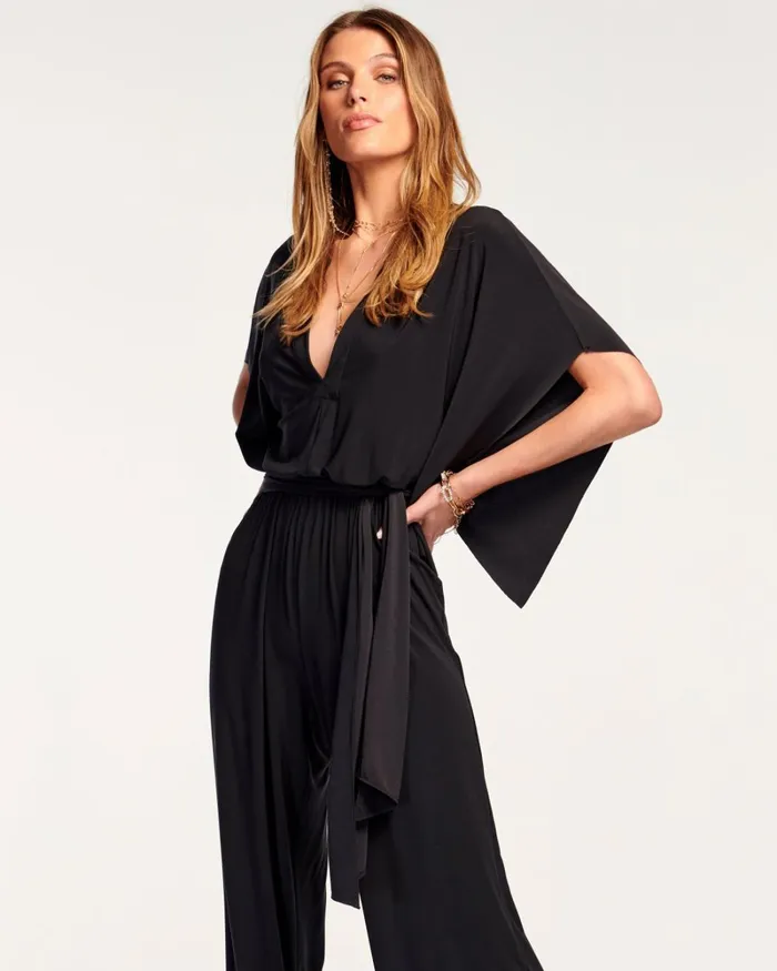 Women Deborah VNeck Jumpsuit Black Ramy Brook Dresses