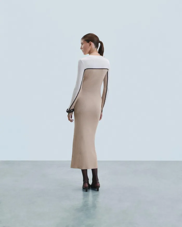 Women Dresses and Jumpsuits From Future Long Dress With Long Sleeves Tropical Camel
