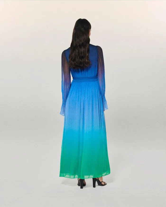 Women Dresses and Jumpsuits From Future Long Sleeve Chiffon Long Dress Blurry Ocean