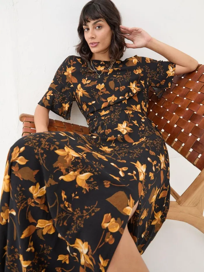 Women Dresses Fat Face Black Winona Floral Dress Women Dresses Fat Face Black Winona Floral Dress