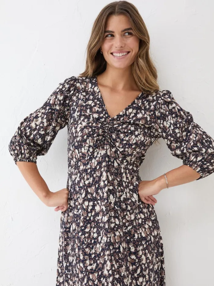 Women Dresses Fat Face Libby Black Patterned Midi Dress