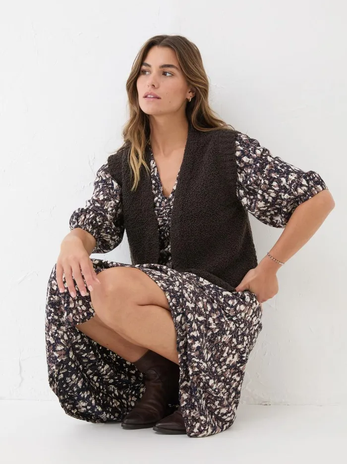 Women Dresses Fat Face Libby Black Patterned Midi Dress Women Dresses Fat Face Libby Black Patterned Midi Dress