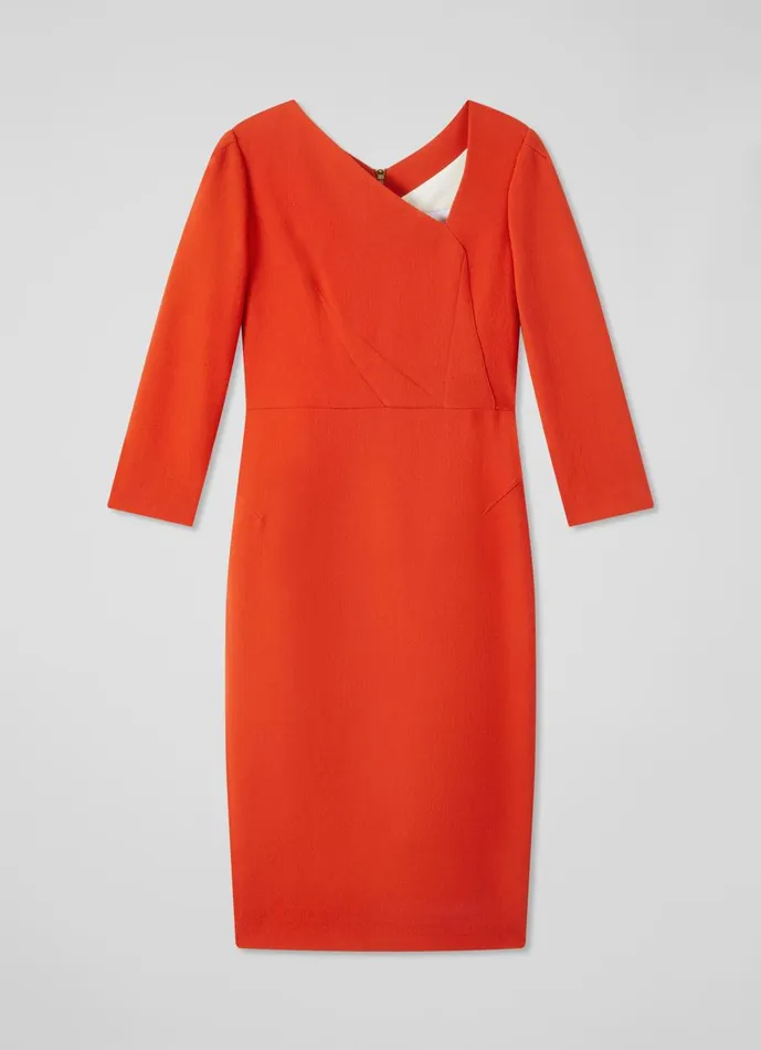Women Dresses LKBennett Alexis Orange Wool Crepe Shift Dress Orange Women Dresses LKBennett Alexis Orange Wool Crepe Shift Dress Orange