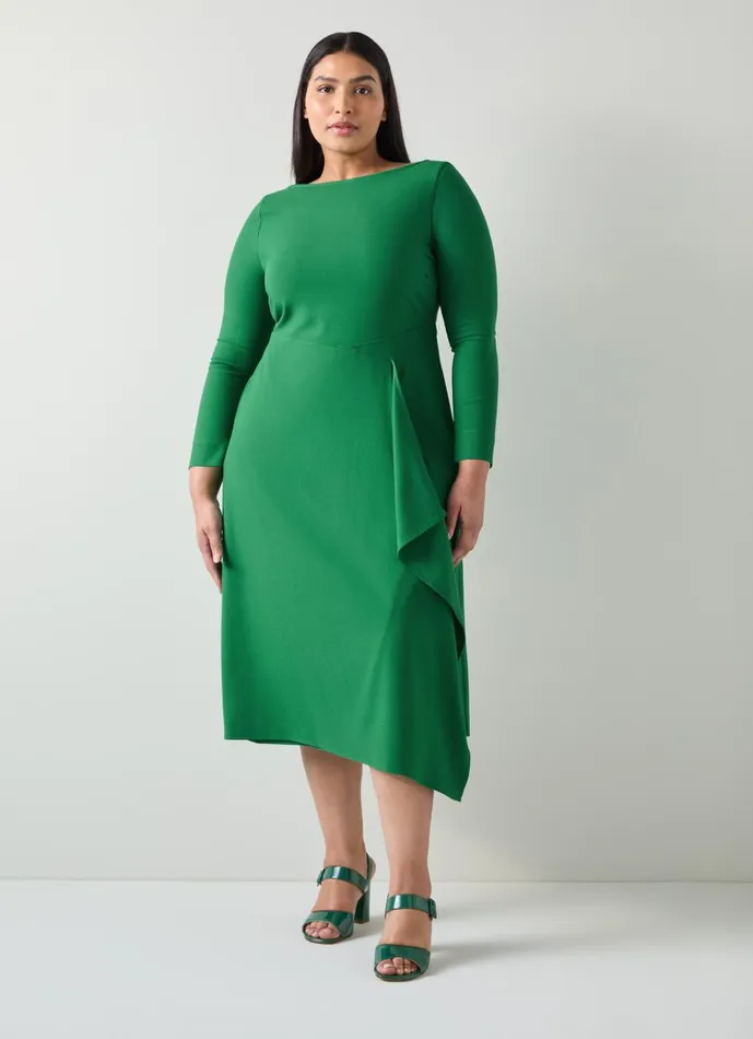 Women Dresses LKBennett Lena Green Crepe Fit And Flare Dress Green Women Dresses LKBennett Lena Green Crepe Fit And Flare Dress Green