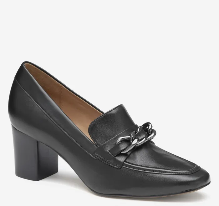 Women Eleanor Chain Loafer Black Calfskin JohnstonandMurphy Mules and Loafers