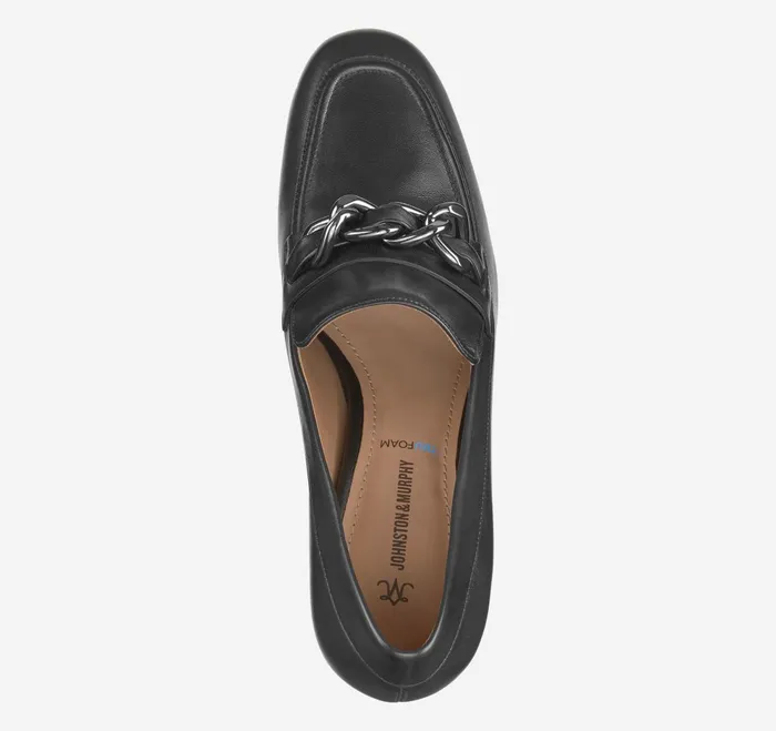 Women Eleanor Chain Loafer Black Calfskin JohnstonandMurphy Mules and Loafers