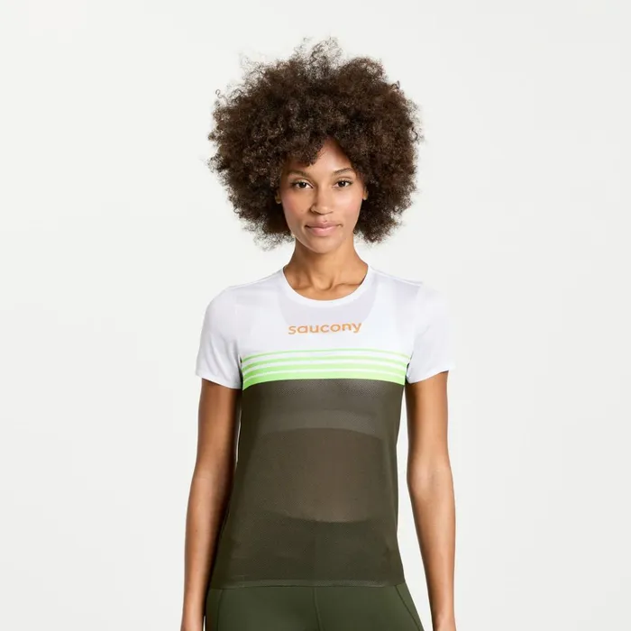 Women Elite Short Sleeve Umbra Saucony Tops