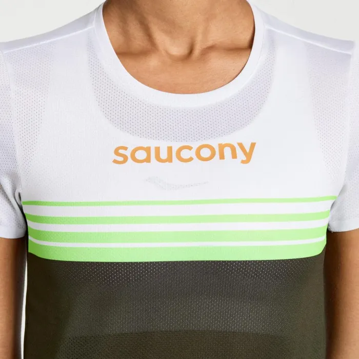 Women Elite Short Sleeve Umbra Saucony Tops