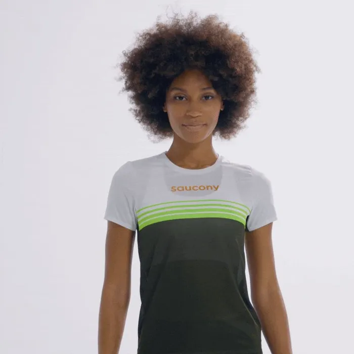 Women Elite Short Sleeve Umbra Saucony Tops