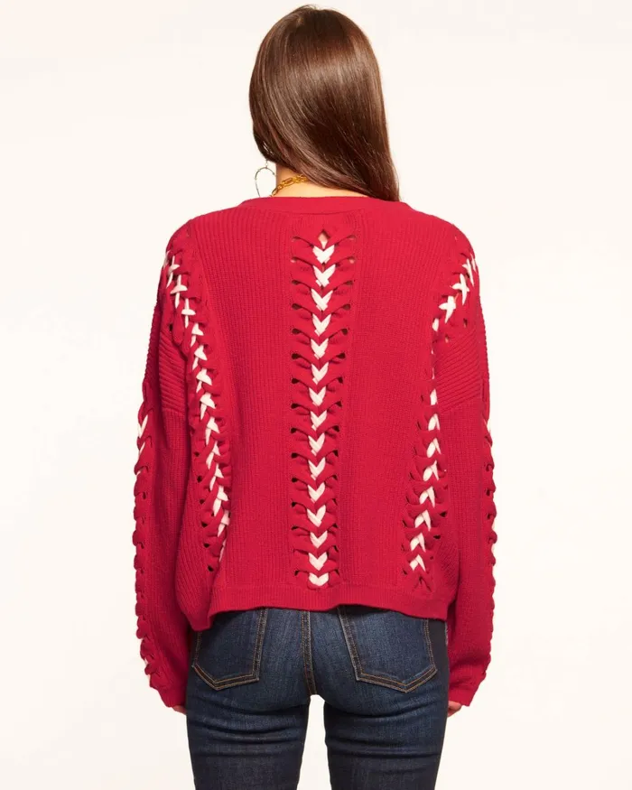 Women Esme VNeck Embellished Sweater Black Ramy Brook Tops