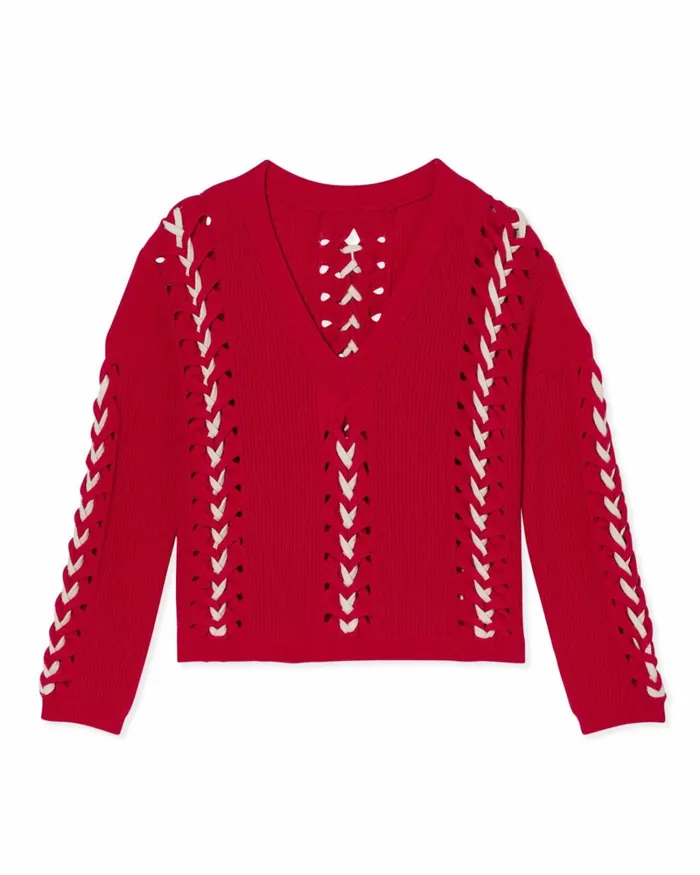 Women Esme VNeck Embellished Sweater Black Ramy Brook Tops