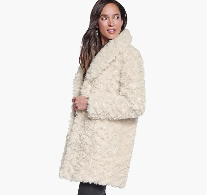 Women FauxFur Coat Ivory JohnstonandMurphy Coats Jackets and Vests