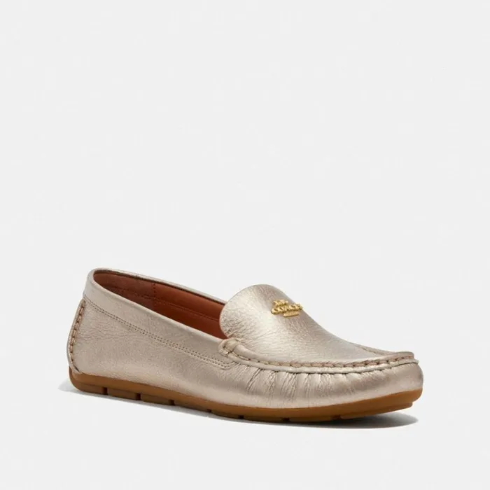 Women Flats and Loafers Coach Marley Driver Champagne