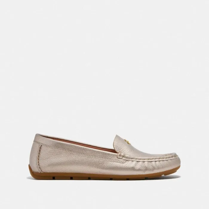Women Flats and Loafers Coach Marley Driver Champagne