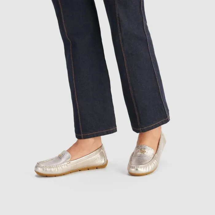 Women Flats and Loafers Coach Marley Driver Champagne
