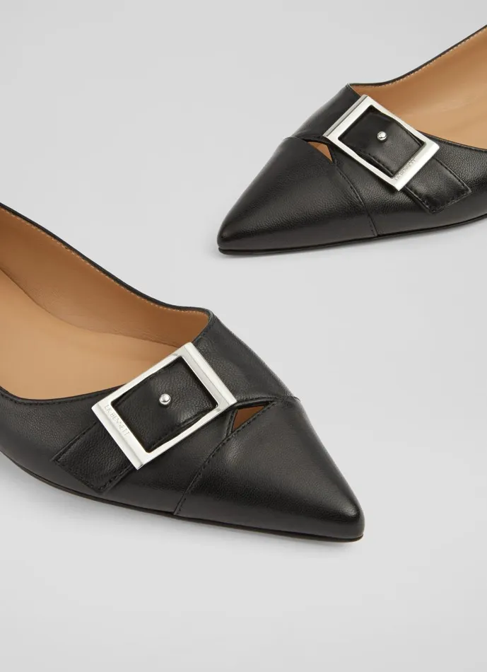 Women Flats LKBennett Brynn Black Leather BuckleDetail Flats Black Women Flats LKBennett Brynn Black Leather BuckleDetail Flats Black
