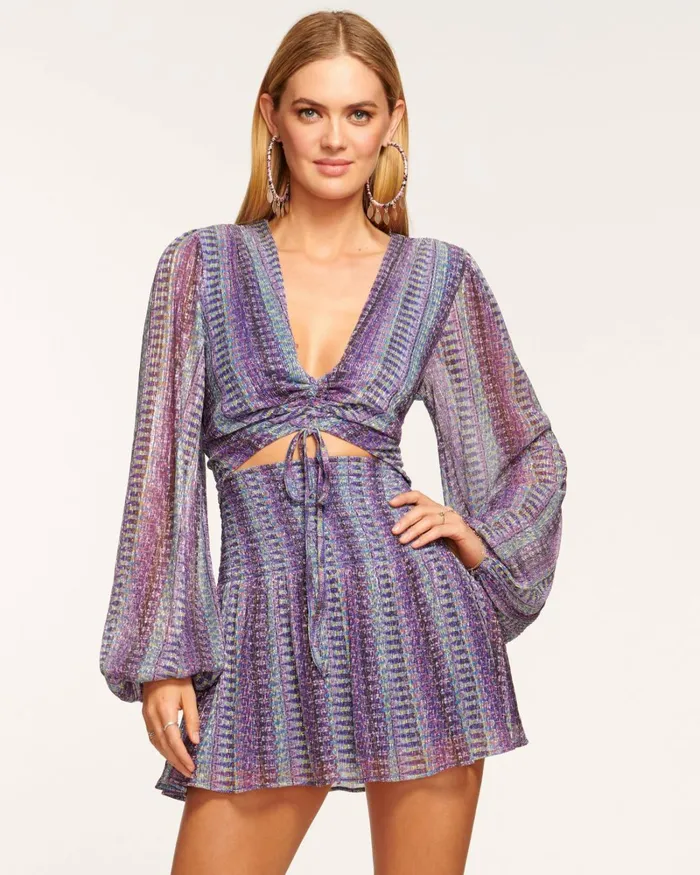 Women Georgia Cut Out Mini Dress Blue Waikiki Ramy Brook Dresses