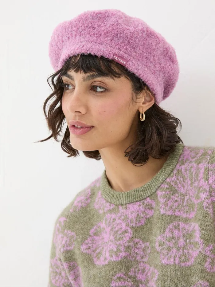 Women Hats Fat Face Beret Pink Hat