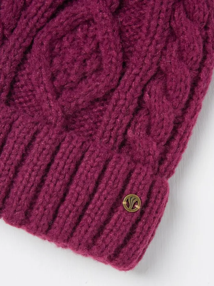 Women Hats Fat Face Dark Red Billie Cable Bobble Beanie Women Hats Fat Face Dark Red Billie Cable Bobble Beanie