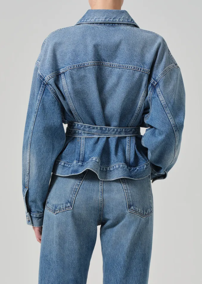 Women Jackets and Coats Citizens Of Humanity Leela Belted Denim Peplum Jacket In Cabazon