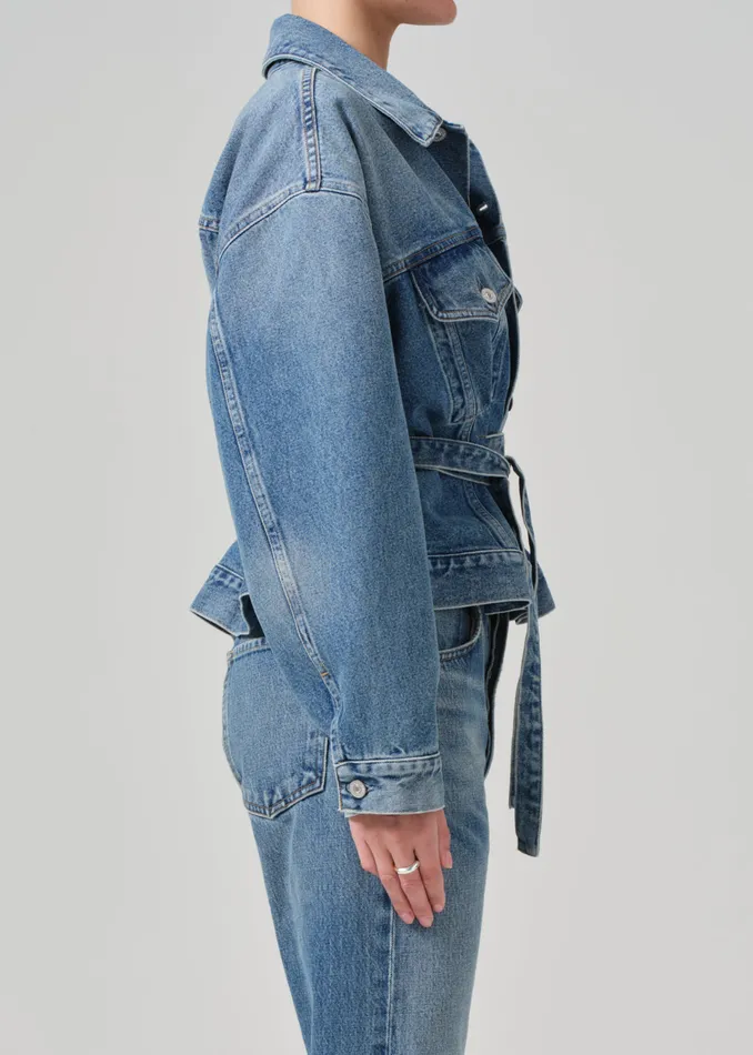 Women Jackets and Coats Citizens Of Humanity Leela Belted Denim Peplum Jacket In Cabazon