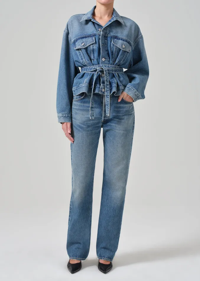 Women Jackets and Coats Citizens Of Humanity Leela Belted Denim Peplum Jacket In Cabazon