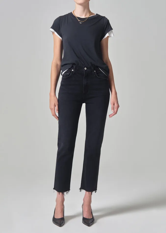 Women Jeans Citizens Of Humanity Daphne Crop High Rise Stovepipe In Peppercorn