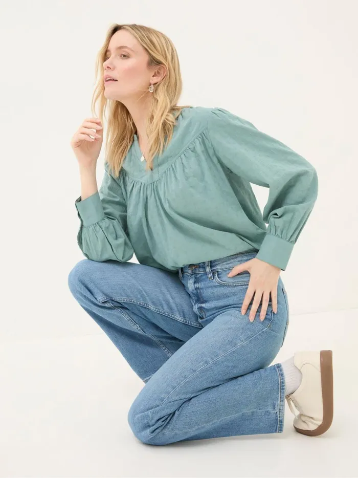 Women Jeans Fat Face Carmel Light Vintage Blue Comfort Stretch Straight Jeans