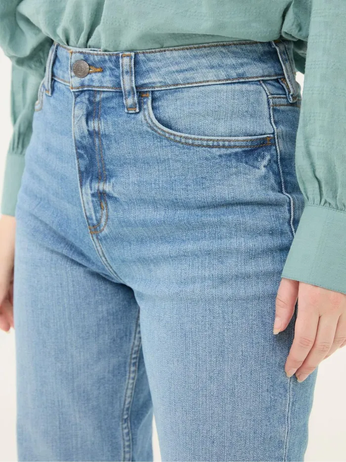 Women Jeans Fat Face Carmel Light Vintage Blue Comfort Stretch Straight Jeans