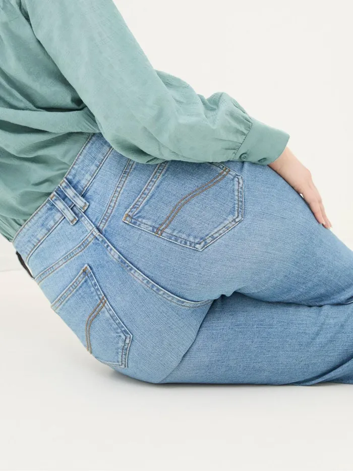 Women Jeans Fat Face Carmel Light Vintage Blue Comfort Stretch Straight Jeans