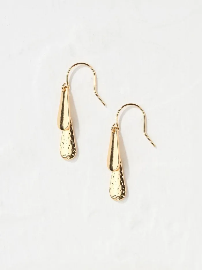 Women Jewellery Fat Face Gold Tone Texture Drop Earrings