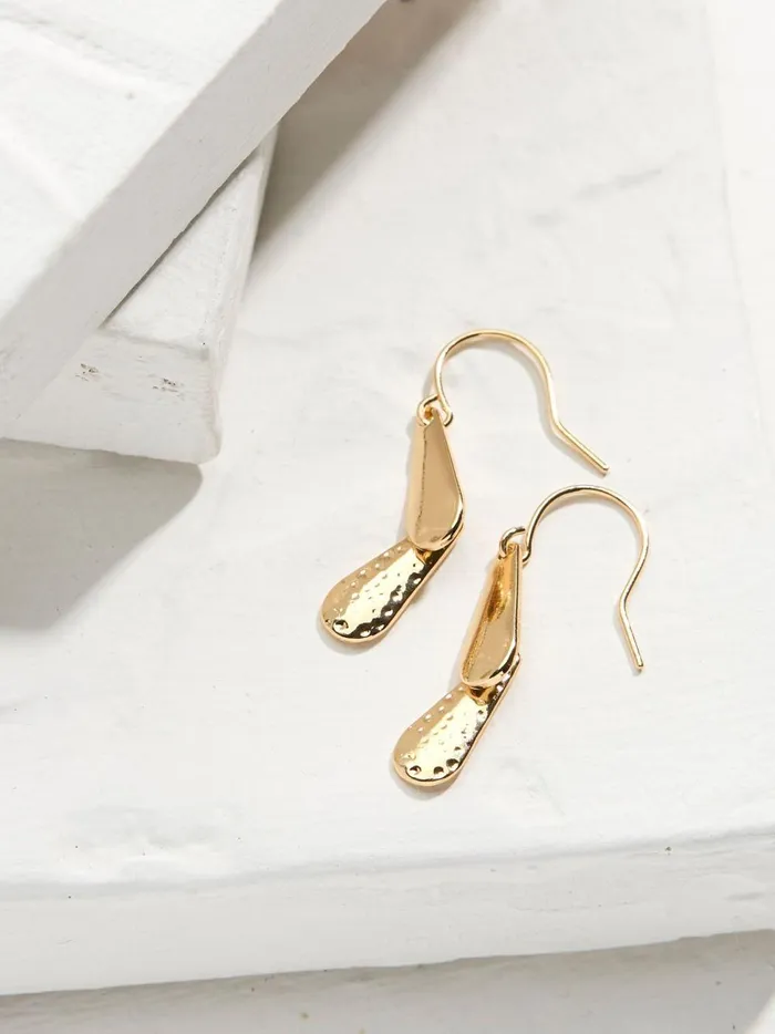 Women Jewellery Fat Face Gold Tone Texture Drop Earrings