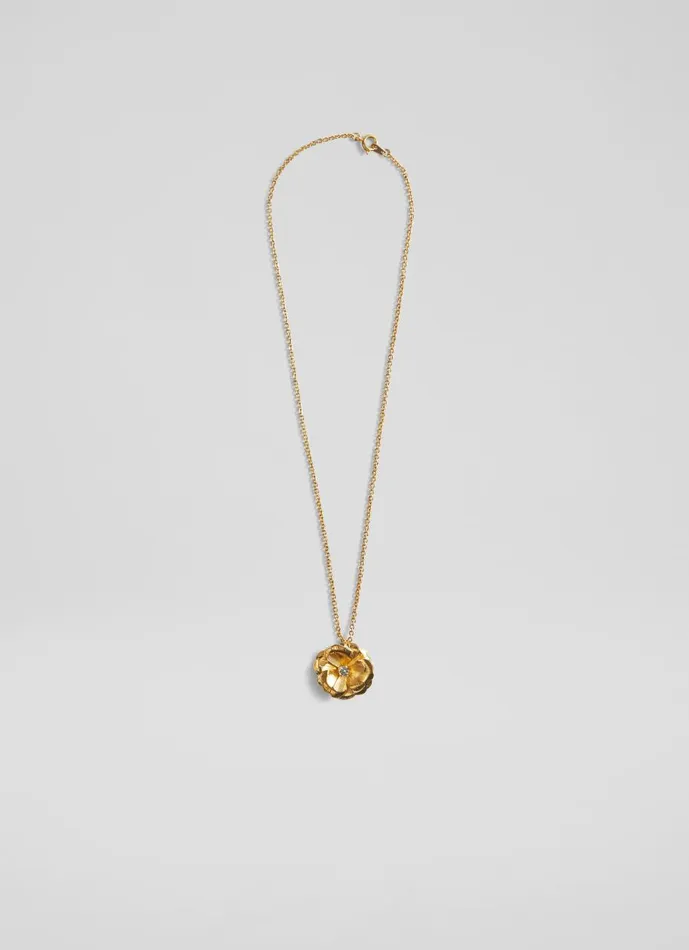 Women Jewellery LKBennett Rose Crystal And Gold Flower Necklace