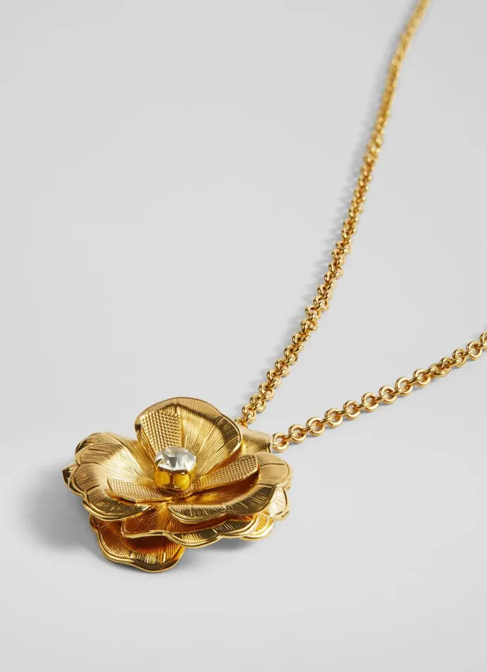 Women Jewellery LKBennett Rose Crystal And Gold Flower Necklace Women Jewellery LKBennett Rose Crystal And Gold Flower Necklace