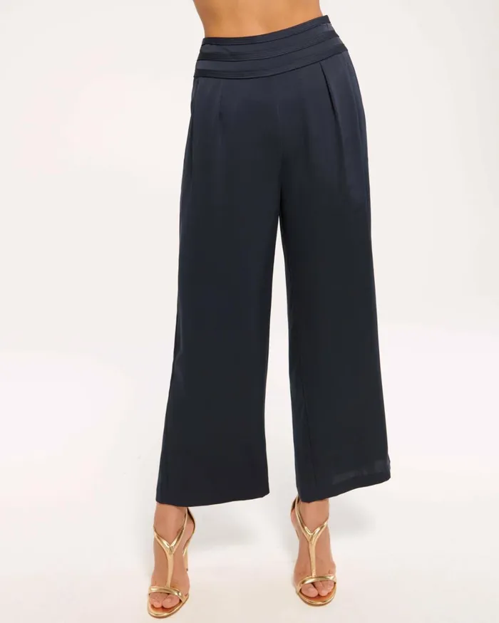 Women Joss Cropped Wide Leg Pant Navy Ramy Brook Pants