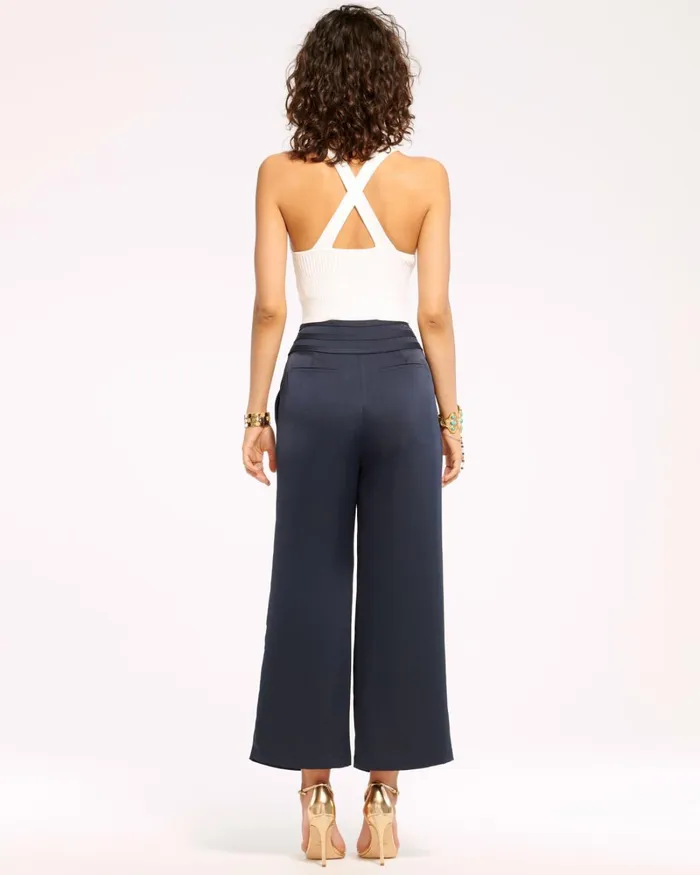 Women Joss Cropped Wide Leg Pant Navy Ramy Brook Pants