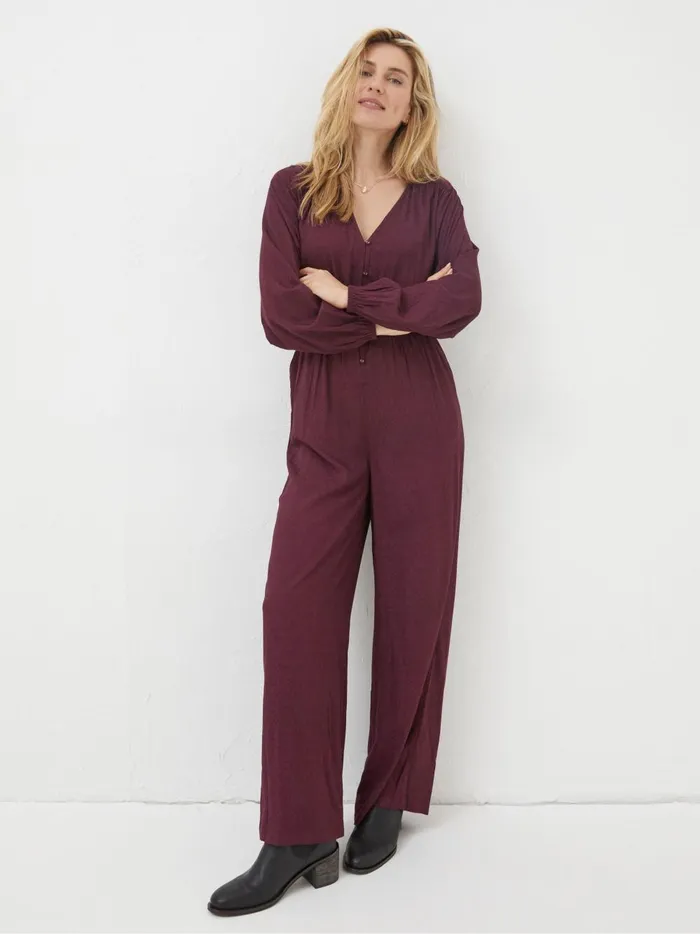 Women Jumpsuits and Playsuits Fat Face Purple Avery Wide Leg Jumpsuit