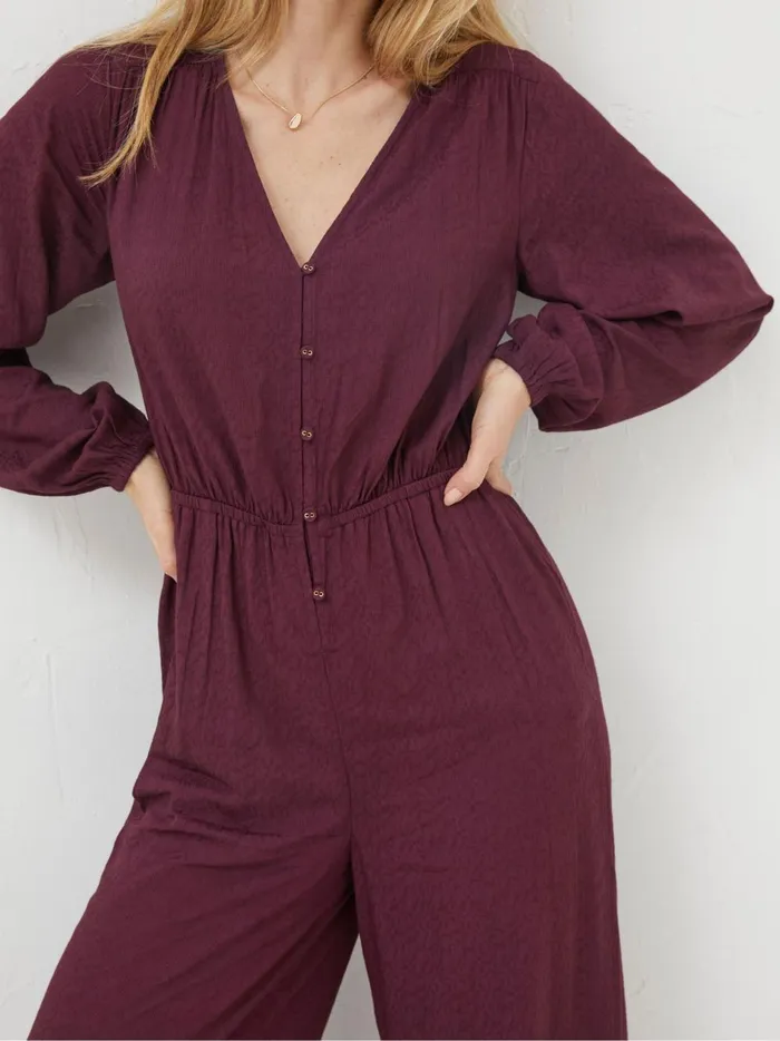 Women Jumpsuits and Playsuits Fat Face Purple Avery Wide Leg Jumpsuit